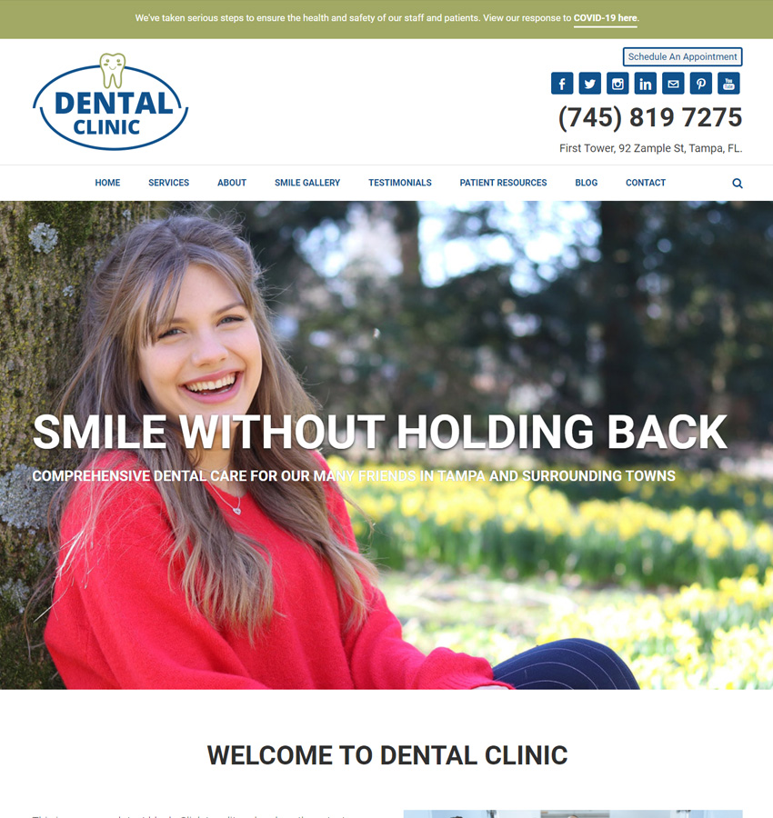 Dental clinic website template and website design service for dental practices