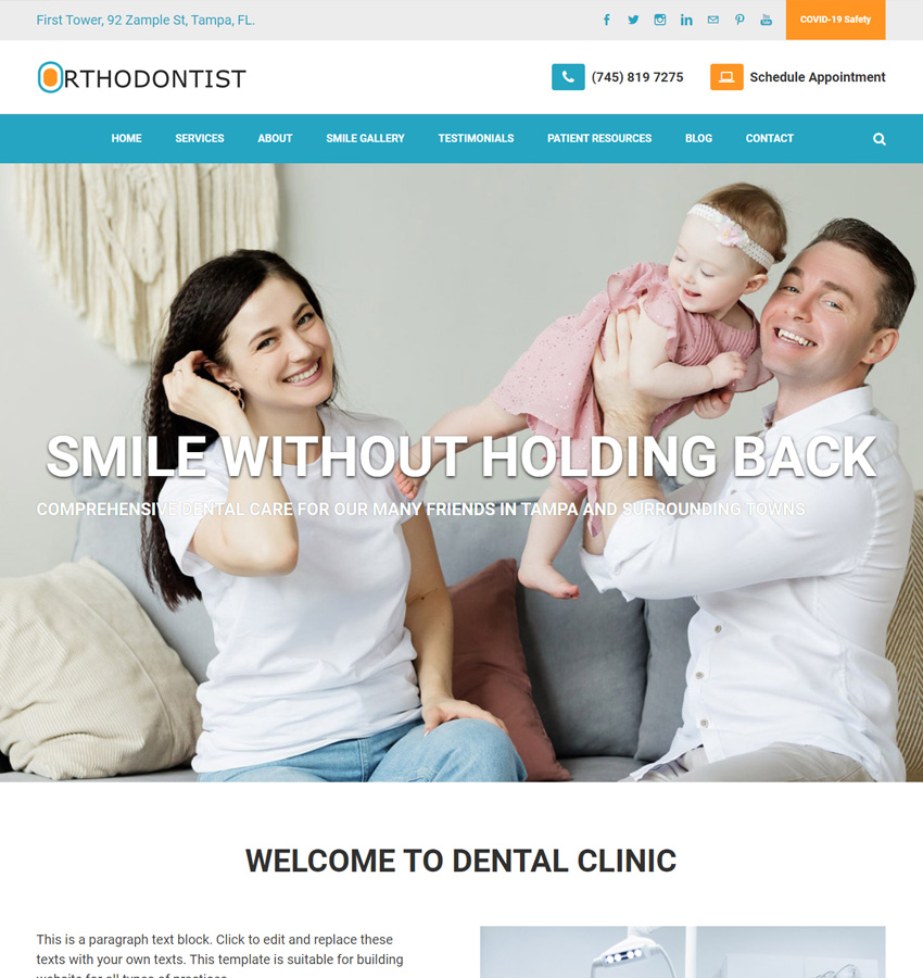 orthodontist, medical website templates and themes for orthodontics and dentists