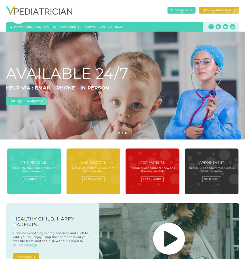 medical website themes for pediatrician practices
