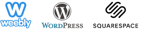 Weebly, WordPress and Squarespace website builders logos