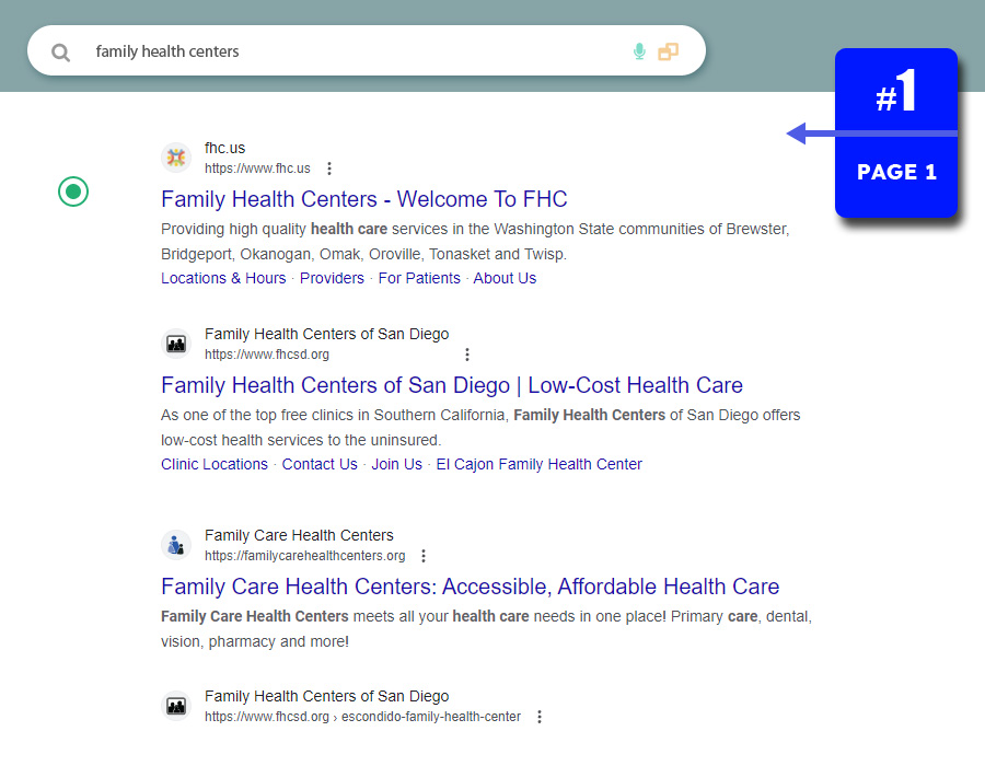 family health centers website SEO by Medic Ground