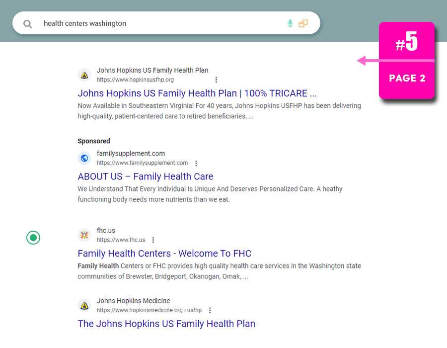 google search result for the keyword family health us