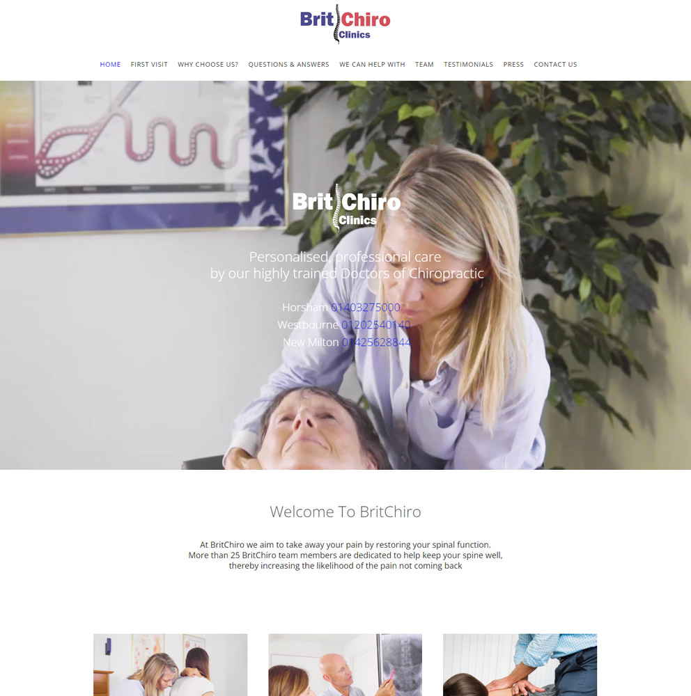 Chiropractic medical website design example