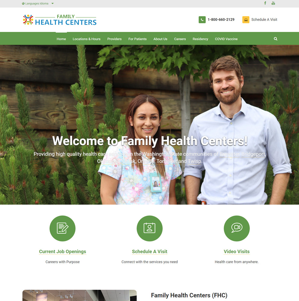 Family health centers website design example