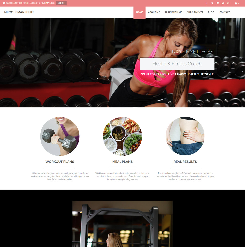 Fitness website design example