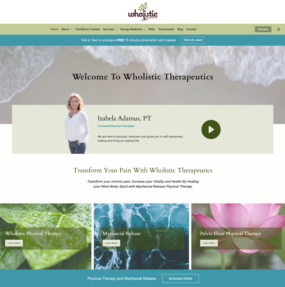 Wholistic Therapeutics WordPress website by Medic Ground